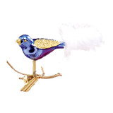 Purple and Gold Glitter Clip Bird with White Tail