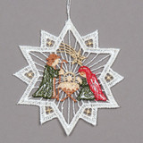 Star with Holy Family Linen Ornament