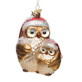 Mother and Child Owl Glass Ornament