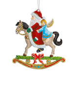 Santa and Angel on Rocking Horse Pewter Ornament