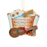 Silent Night Music with Guitar Wood Ornament