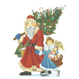 Santa Walking with Angel