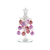 Clear Glass Tree with Red and Pink Balls