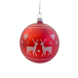 Red Ornament with Silver Reindeer