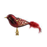 Burgundy and Gold Glitter Bird with Burgundy Tail