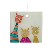 Three Cats Glass Plate Back