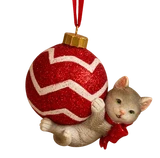 Cat on Striped Ball