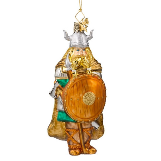 Brave Viking Glass Ornament