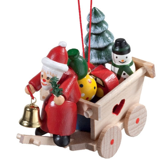 Cart with Santa Wood Ornament