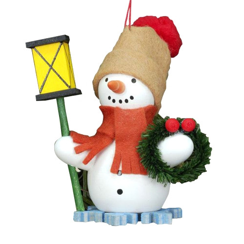 Snowman with Lantern and Wreath