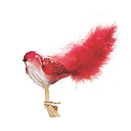 Red/White Glass Bird