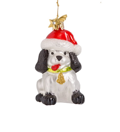 Chirstmas Dog Glass Ornament