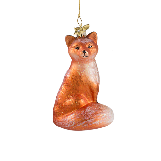 Sitting Fox Glass Ornament