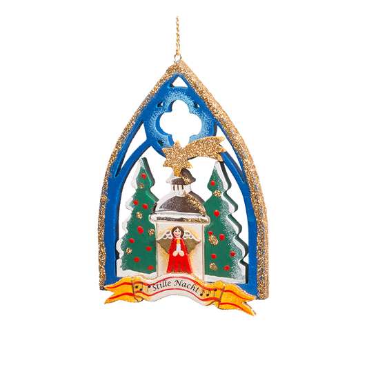 Silent Night Gothic Window Wood Ornament