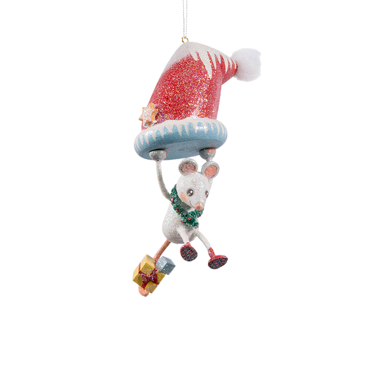 Frosty Hanging Mouse Wood Ornament