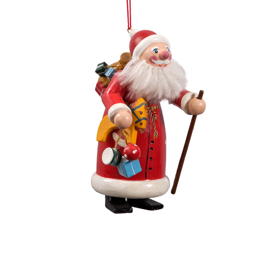 Country Santa with Many Gifts Wood Ornament