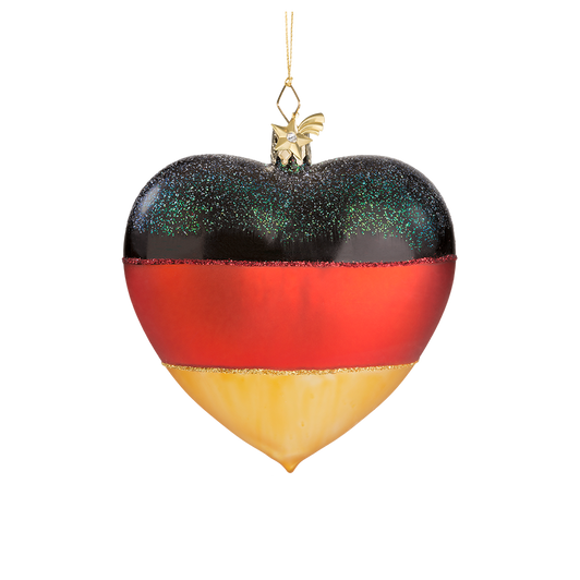 Heart German Flag Glass Ornament