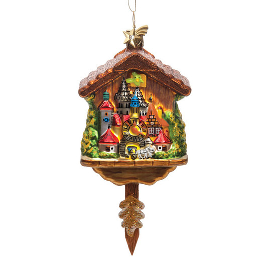 Rothenburg Cuckoo Clock Glass Ornament