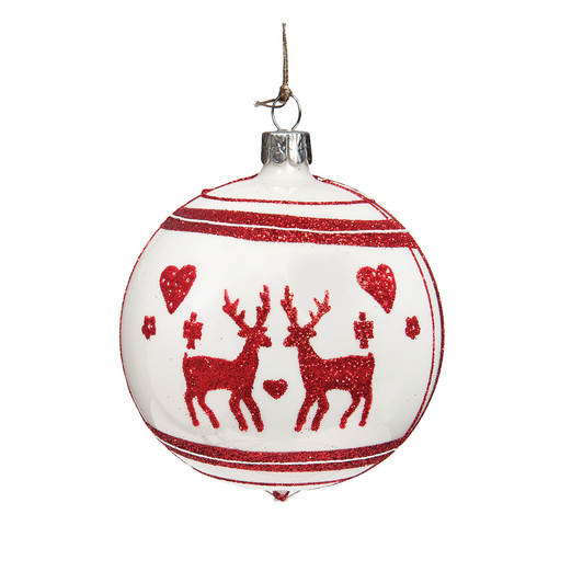 White Ball with Red Reindeer