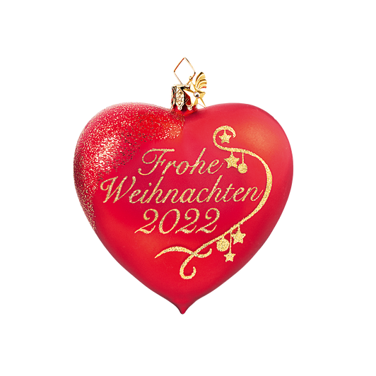 Frohe Weihnachten Glass Heart 2022