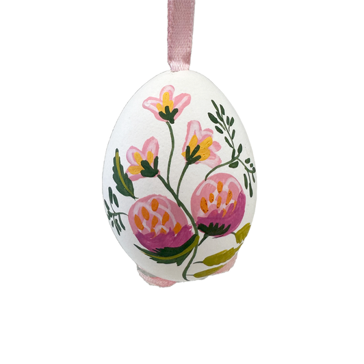 Easter Egg White with Flowers - Light Pink Front