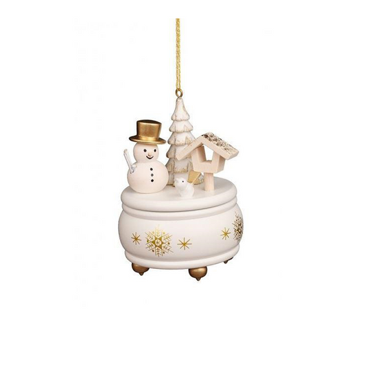 Gold & White Snowman Music Box