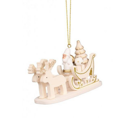 Gold & White Santa Sleigh with Reindeer