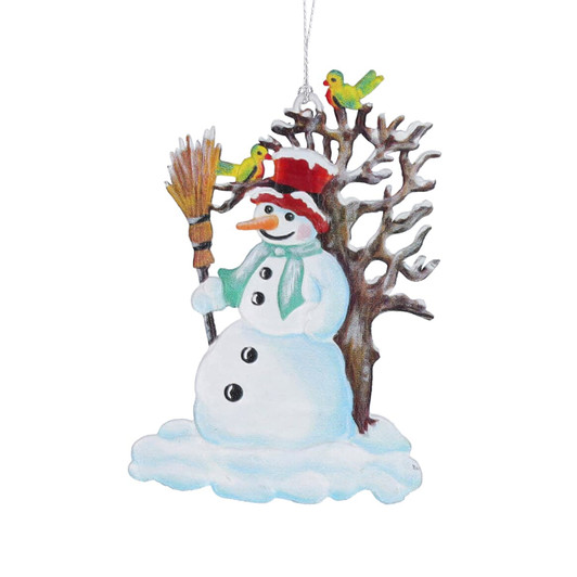 Snowman and Tree with Birds - Pewter