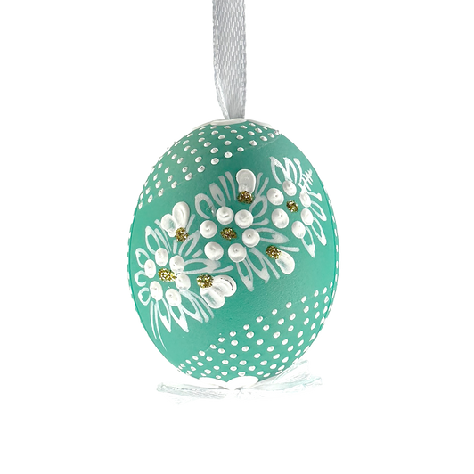 Mint Green Easter Egg with Flowers Front