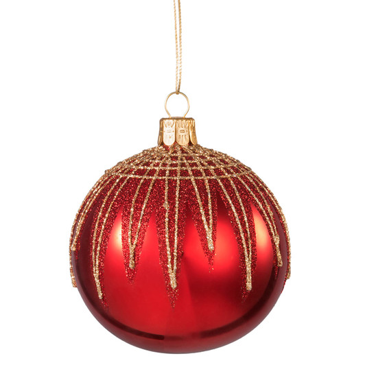 Red Bauble with Glitter Roof