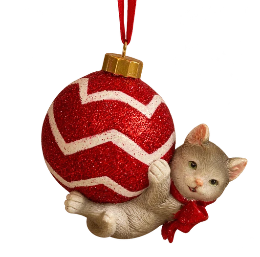 Cat on Striped Ball