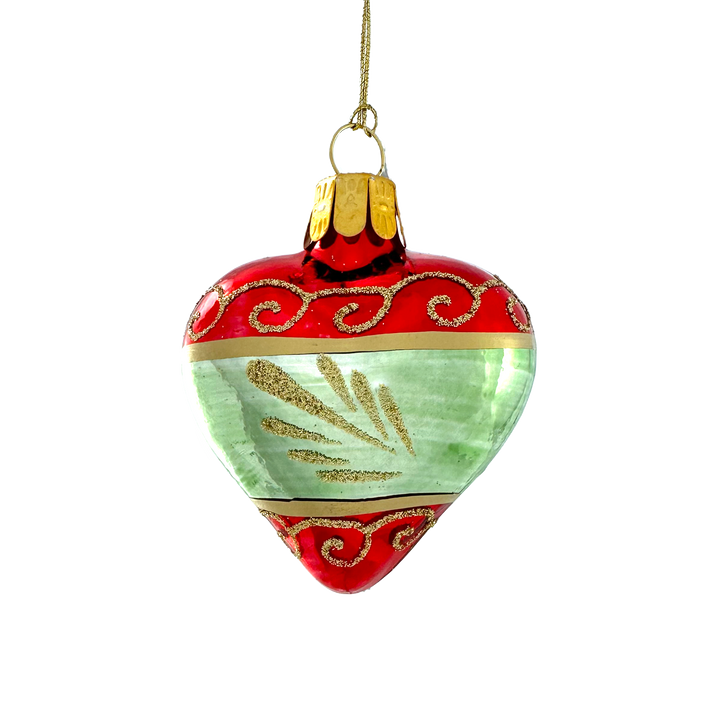 Red & Green with Gold Glitter Heart