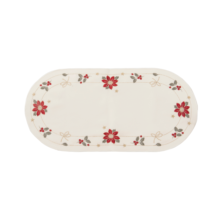 Poinsettia Linen - Oval