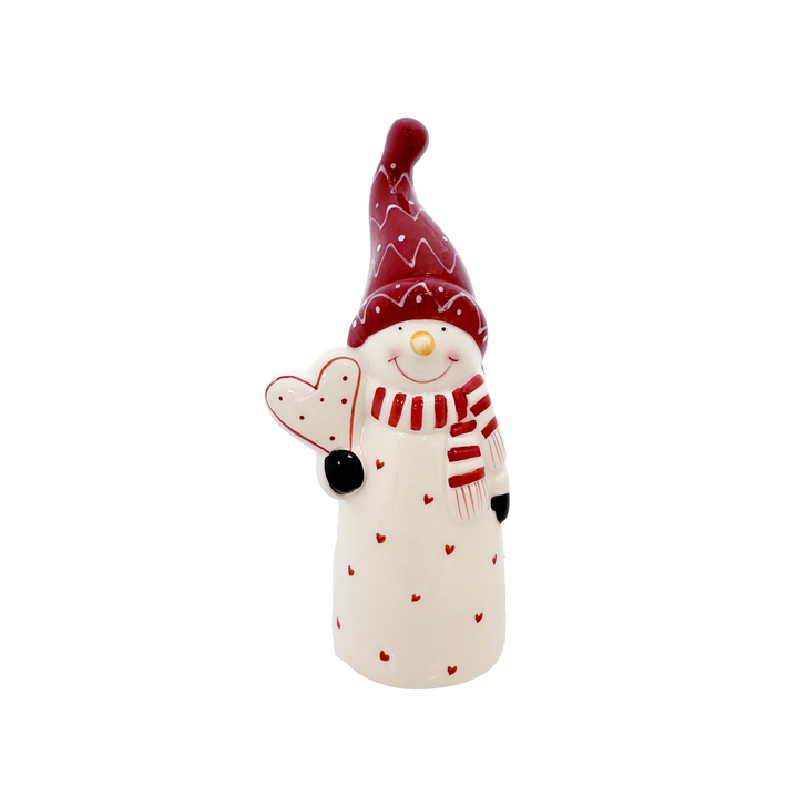 Red & White Snowman with Heart