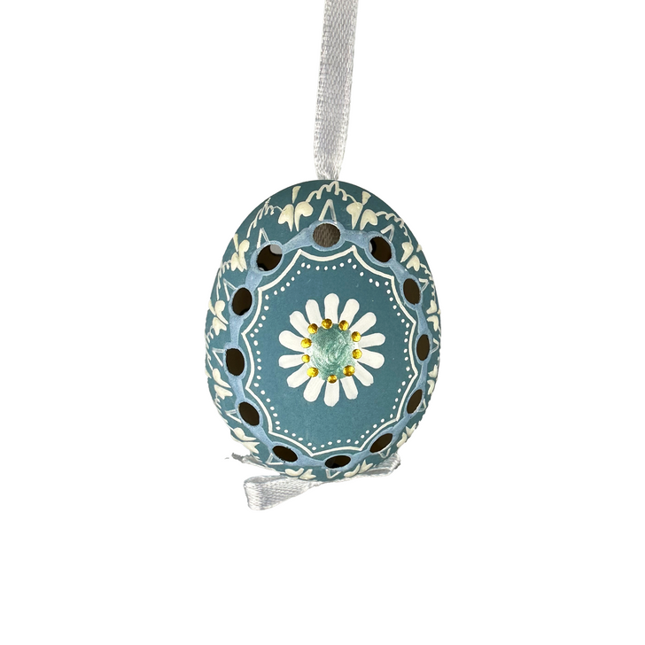 Easter Egg Blue with Flower and Cutouts