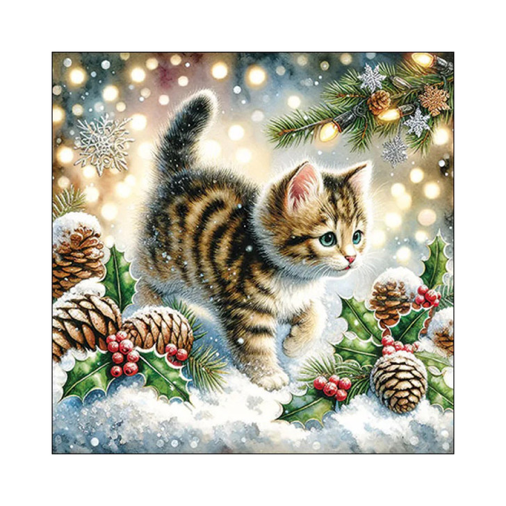 Cute Cat in the Snow Napkins