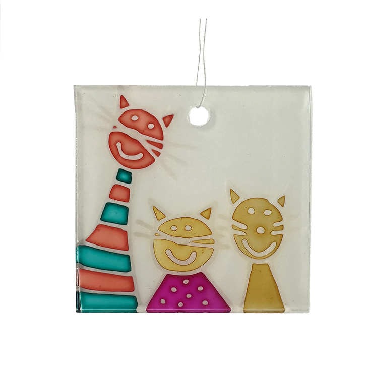 Three Cats Glass Plate Back