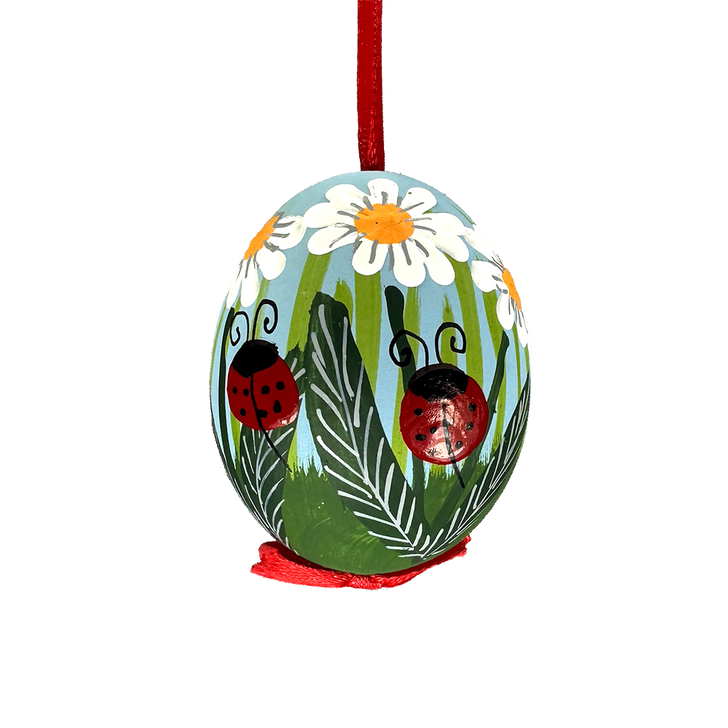 Meadow Easter Egg with Ladybugs