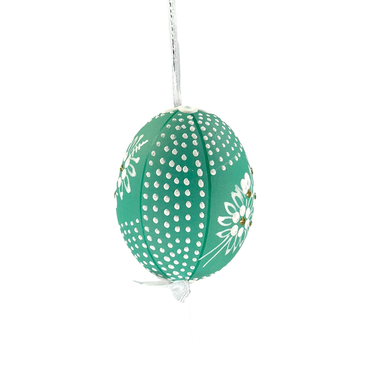 Mint Green Easter Egg with Flowers Side