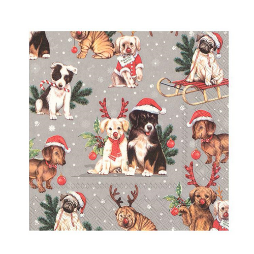 Keep Unique Christmas Paper Decoupage Napkins, Animals Holiday Napkin Dog,  Assorted Color20/Pack 