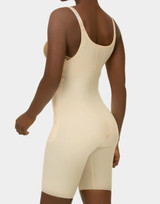 Isavela BS03 mid-thigh compression bodysuit with dual side zippers and open crotch for post-surgical support.​