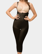 Isavela BS05 below-knee compression bodysuit with dual side zippers and open crotch for post-surgical support.​
