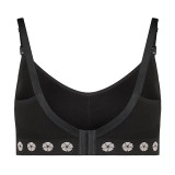 Fleur Medium Support Bra in black, back view
