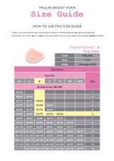 Traditional A Supreme - Trulife Breast Form - Size Guide