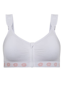 Peony Medium Support Bra (Front Opening Zipper) - White