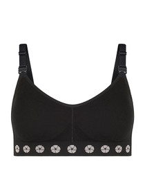 Fleur Medium Support Bra (Back Opening Hook & Eye) - Black 