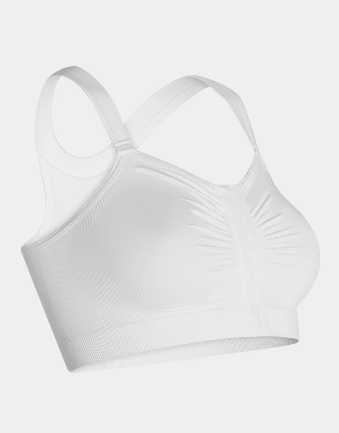 Bella Post-Op Bra in white, alternate view