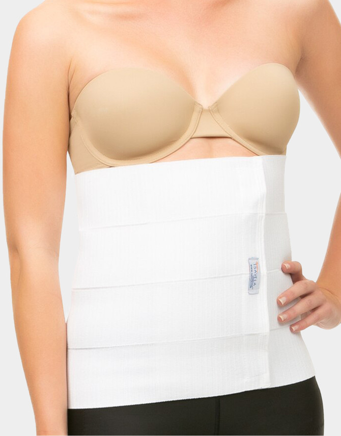 Adjustable compression garment featuring anti-roll elastic material for enhanced comfort and durability.