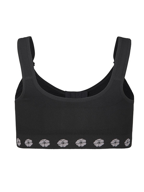 Peony Medium Support Bra (Front Opening Hook & Eye) - Black