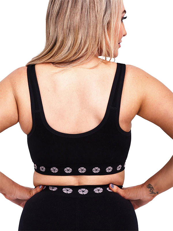 Peony Medium Support Bra (Front Opening Hook & Eye) - Black